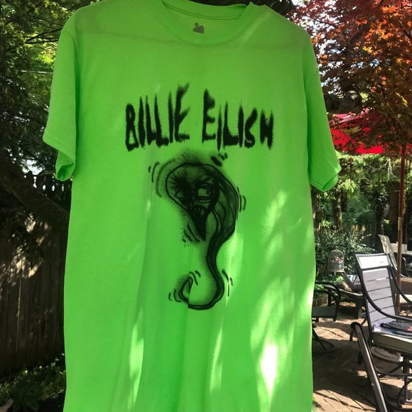 Billie Eilish Tops - Billie Eilish Neon Green Ghoul Drawing Tour Tee